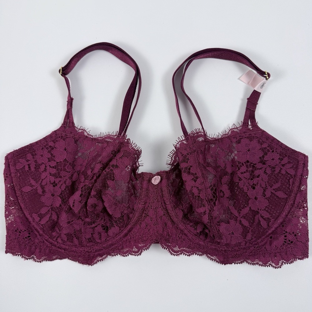 Victoria's Secret Dream Angels Wicked Burgundy Lace Underwire Bra 32D NWT